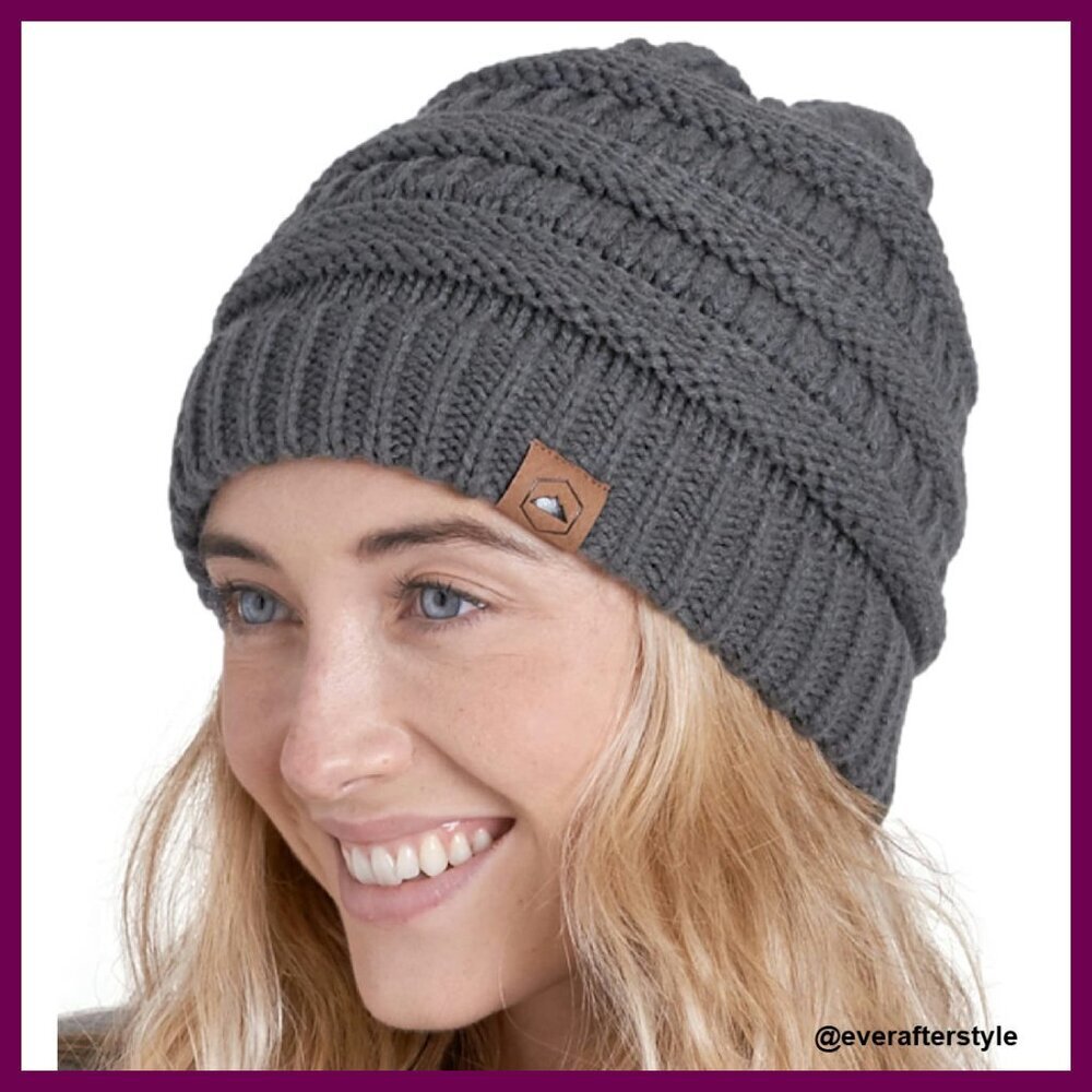 Cable Knit Slouchy Beanie Winter Hat Warm Acrylic Unisex Fit Chic Essential